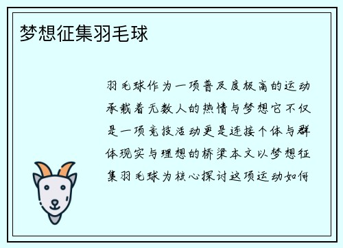 梦想征集羽毛球
